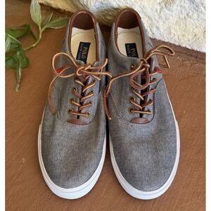 Polo Ralph Lauren Vaughn Denim Chambray Sneakers Shoes Men's Size 11.5 D